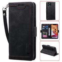 Luxury Retro Stitching Leather Wallet Phone Case for iPhone 12 / 12 Pro (6.1 inch) - Black