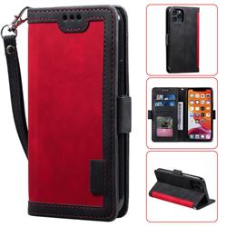 Luxury Retro Stitching Leather Wallet Phone Case for iPhone 12 / 12 Pro (6.1 inch) - Deep Red