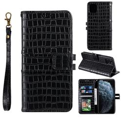Luxury Crocodile Magnetic Leather Wallet Phone Case for iPhone 12 / 12 Pro (6.1 inch) - Black