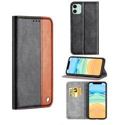 Classic Business Ultra Slim Magnetic Sucking Stitching Flip Cover for iPhone 12 / 12 Pro (6.1 inch) - Brown
