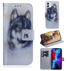 Snow Wolf PU Leather Wallet Case for iPhone 12 / 12 Pro (6.1 inch)