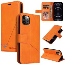 GQ.UTROBE Right Angle Silver Pendant Leather Wallet Phone Case for iPhone 12 / 12 Pro (6.1 inch) - Orange