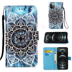 Underwater Mandala Matte Leather Wallet Phone Case for iPhone 12 / 12 Pro (6.1 inch)