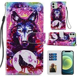 Wolf Totem Smooth Leather Phone Wallet Case for iPhone 12 / 12 Pro (6.1 inch)