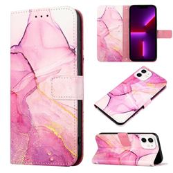 Pink Purple Marble Leather Wallet Protective Case for iPhone 12 / 12 Pro (6.1 inch)