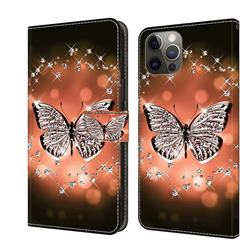 Crystal Butterfly Crystal PU Leather Protective Wallet Case Cover for iPhone 12 / 12 Pro (6.1 inch)