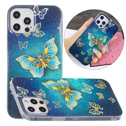 Golden Butterfly Painted Galvanized Electroplating Soft Phone Case Cover for iPhone 12 Pro Max (6.7 inch)