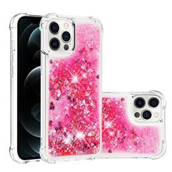 Dynamic Liquid Glitter Sand Quicksand TPU Case for iPhone 12 Pro Max (6.7 inch) - Pink Love Heart