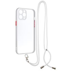 Necklace Cross-body Lanyard Strap Cord Phone Case Cover for iPhone 12 Pro Max (6.7 inch) - White