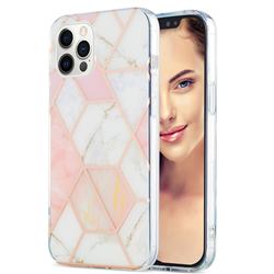 Pink White Marble Pattern Galvanized Electroplating Protective Case Cover for iPhone 12 Pro Max (6.7 inch)