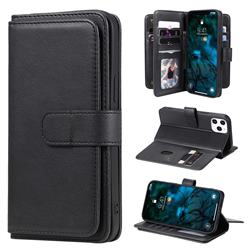 Multi-function Ten Card Slots and Photo Frame PU Leather Wallet Phone Case Cover for iPhone 12 Pro Max (6.7 inch) - Black