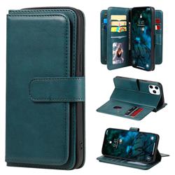 Multi-function Ten Card Slots and Photo Frame PU Leather Wallet Phone Case Cover for iPhone 12 Pro Max (6.7 inch) - Dark Green