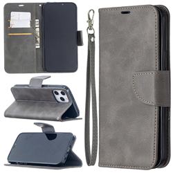 Classic Sheepskin PU Leather Phone Wallet Case for iPhone 12 Pro Max (6.7 inch) - Gray