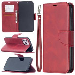 Classic Sheepskin PU Leather Phone Wallet Case for iPhone 12 Pro Max (6.7 inch) - Red