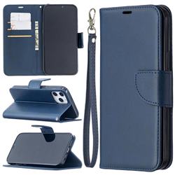 Classic Sheepskin PU Leather Phone Wallet Case for iPhone 12 Pro Max (6.7 inch) - Blue