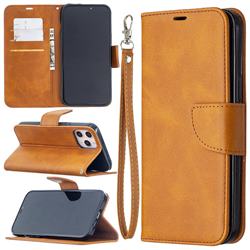 Classic Sheepskin PU Leather Phone Wallet Case for iPhone 12 Pro Max (6.7 inch) - Yellow