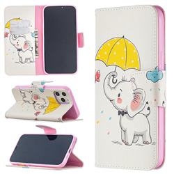 Umbrella Elephant Leather Wallet Case for iPhone 12 Pro Max (6.7 inch)
