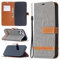 Jeans Cowboy Denim Leather Wallet Case for iPhone 12 Pro Max (6.7 inch) - Gray