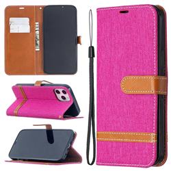 Jeans Cowboy Denim Leather Wallet Case for iPhone 12 Pro Max (6.7 inch) - Rose
