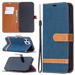 Jeans Cowboy Denim Leather Wallet Case for iPhone 12 Pro Max (6.7 inch) - Dark Blue