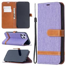 Jeans Cowboy Denim Leather Wallet Case for iPhone 12 Pro Max (6.7 inch) - Purple