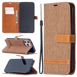 Jeans Cowboy Denim Leather Wallet Case for iPhone 12 Pro Max (6.7 inch) - Brown
