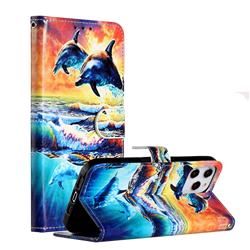 Couple Dolphin Smooth Leather Phone Wallet Case for iPhone 12 Pro Max (6.7 inch)