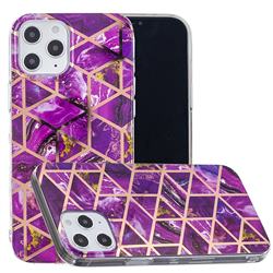 Purple Rhombus Galvanized Rose Gold Marble Phone Back Cover for iPhone 12 Pro Max (6.7 inch)