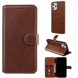 Retro Calf Matte Leather Wallet Phone Case for iPhone 12 Pro Max (6.7 inch) - Brown