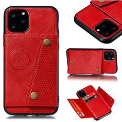 Retro Multifunction Card Slots Stand Leather Coated Phone Back Cover for iPhone 12 Pro Max (6.7 inch) - Red
