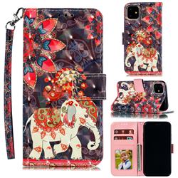 Phoenix Elephant 3D Painted Leather Phone Wallet Case for iPhone 12 Pro Max (6.7 inch)