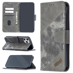 BinfenColor BF04 Color Block Stitching Crocodile Leather Case Cover for iPhone 12 Pro Max (6.7 inch) - Gray