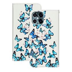 Blue Vivid Butterflies PU Leather Wallet Case for iPhone 12 Pro Max (6.7 inch)