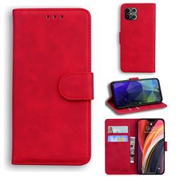 Retro Classic Skin Feel Leather Wallet Phone Case for iPhone 12 Pro Max (6.7 inch) - Red