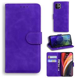 Retro Classic Skin Feel Leather Wallet Phone Case for iPhone 12 Pro Max (6.7 inch) - Purple