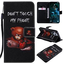 Angry Bear PU Leather Wallet Case for iPhone 12 Pro Max (6.7 inch)