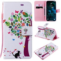 Cat and Tree PU Leather Wallet Case for iPhone 12 Pro Max (6.7 inch)