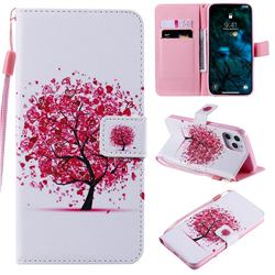 Colored Red Tree PU Leather Wallet Case for iPhone 12 Pro Max (6.7 inch)