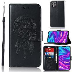 Intricate Embossing Owl Campanula Leather Wallet Case for iPhone 12 Pro Max (6.7 inch) - Black