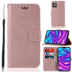 Intricate Embossing Owl Campanula Leather Wallet Case for iPhone 12 Pro Max (6.7 inch) - Rose Gold