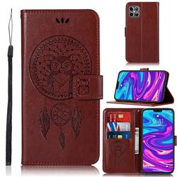 Intricate Embossing Owl Campanula Leather Wallet Case for iPhone 12 Pro Max (6.7 inch) - Brown