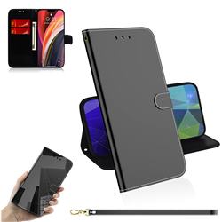 Shining Mirror Like Surface Leather Wallet Case for iPhone 12 Pro Max (6.7 inch) - Black