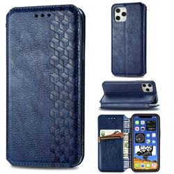 Ultra Slim Fashion Business Card Magnetic Automatic Suction Leather Flip Cover for iPhone 12 Pro Max (6.7 inch) - Dark Blue