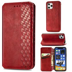 Ultra Slim Fashion Business Card Magnetic Automatic Suction Leather Flip Cover for iPhone 12 Pro Max (6.7 inch) - Red