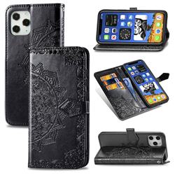 Embossing Imprint Mandala Flower Leather Wallet Case for iPhone 12 Pro Max (6.7 inch) - Black