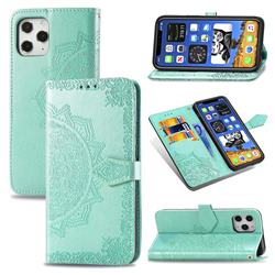 Embossing Imprint Mandala Flower Leather Wallet Case for iPhone 12 Pro Max (6.7 inch) - Green