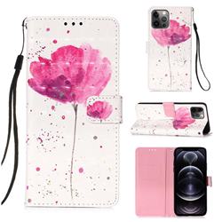 Watercolor 3D Painted Leather Wallet Case for iPhone 12 Pro Max (6.7 inch)