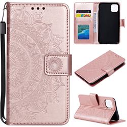 Intricate Embossing Datura Leather Wallet Case for iPhone 12 Pro Max (6.7 inch) - Rose Gold