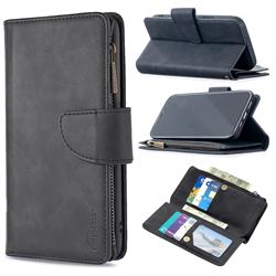 Binfen Color BF02 Sensory Buckle Zipper Multifunction Leather Phone Wallet for iPhone 12 Pro Max (6.7 inch) - Black