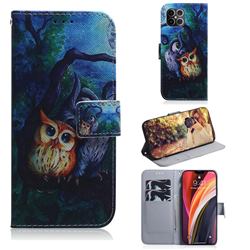 Oil Painting Owl PU Leather Wallet Case for iPhone 12 Pro Max (6.7 inch)